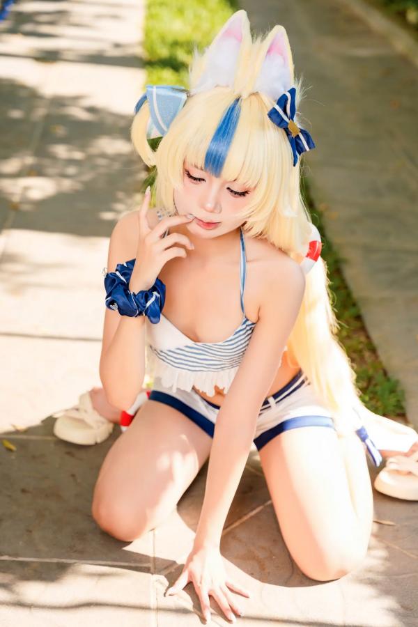    PoppaChan Sameko Saba二次元猫耳少女cosplay私房写真，清凉蓝白水手服诱惑，甜美可爱的室内唯美演绎，尽享治愈系灵动美少女风情[81P]第17张图片