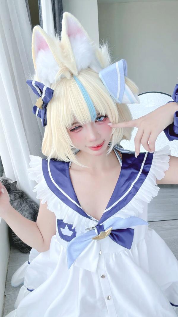    PoppaChan Sameko Saba二次元猫耳少女cosplay私房写真，清凉蓝白水手服诱惑，甜美可爱的室内唯美演绎，尽享治愈系灵动美少女风情[81P]第39张图片
