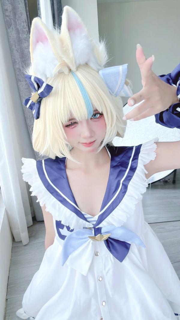    PoppaChan Sameko Saba二次元猫耳少女cosplay私房写真，清凉蓝白水手服诱惑，甜美可爱的室内唯美演绎，尽享治愈系灵动美少女风情[81P]第40张图片