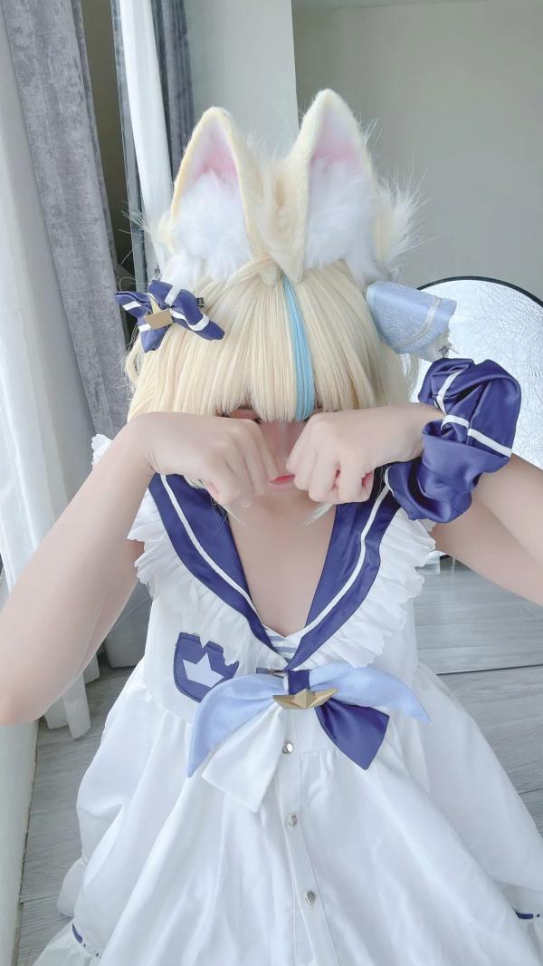    PoppaChan Sameko Saba二次元猫耳少女cosplay私房写真，清凉蓝白水手服诱惑，甜美可爱的室内唯美演绎，尽享治愈系灵动美少女风情[81P]第41张图片