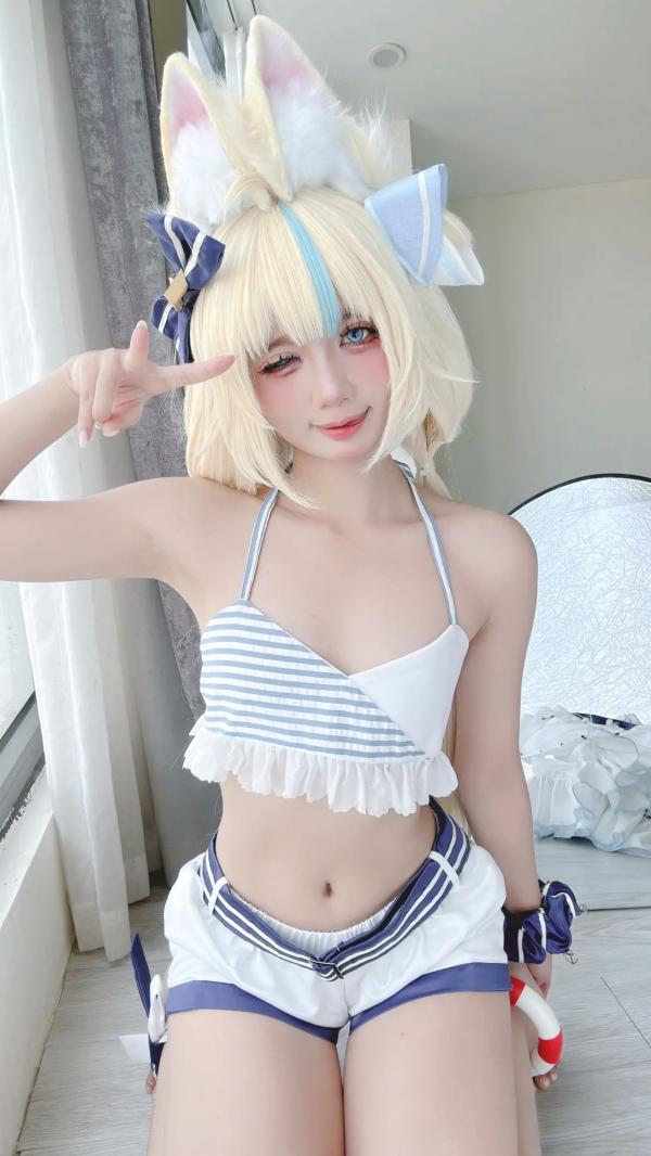    PoppaChan Sameko Saba二次元猫耳少女cosplay私房写真，清凉蓝白水手服诱惑，甜美可爱的室内唯美演绎，尽享治愈系灵动美少女风情[81P]第45张图片