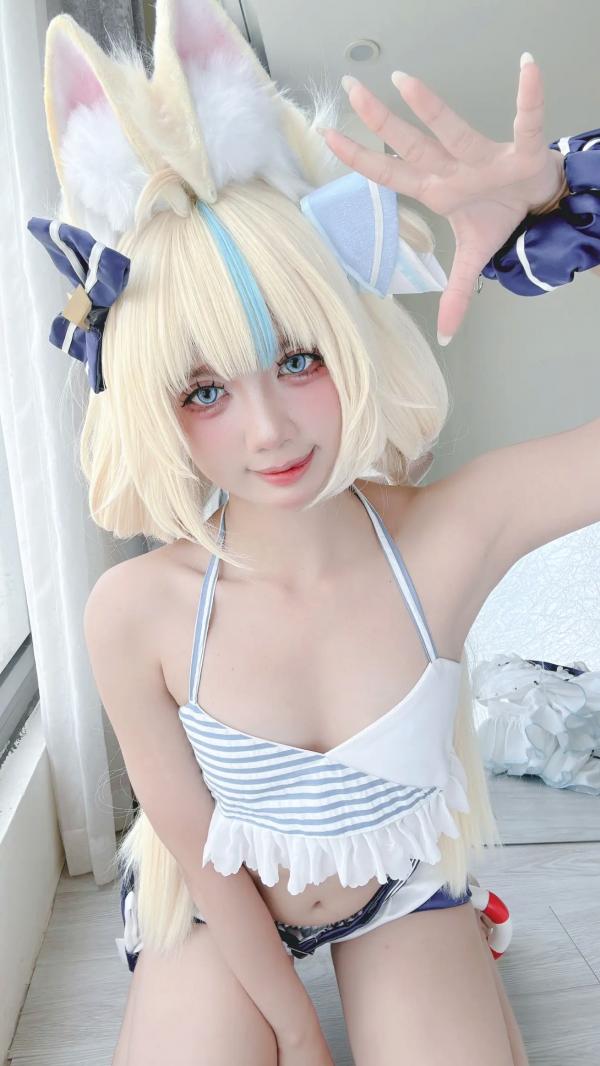    PoppaChan Sameko Saba二次元猫耳少女cosplay私房写真，清凉蓝白水手服诱惑，甜美可爱的室内唯美演绎，尽享治愈系灵动美少女风情[81P]第46张图片