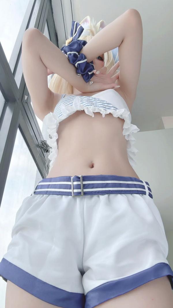    PoppaChan Sameko Saba二次元猫耳少女cosplay私房写真，清凉蓝白水手服诱惑，甜美可爱的室内唯美演绎，尽享治愈系灵动美少女风情[81P]第51张图片
