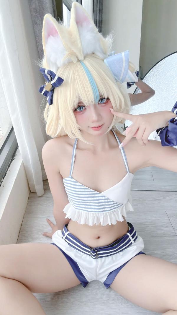    PoppaChan Sameko Saba二次元猫耳少女cosplay私房写真，清凉蓝白水手服诱惑，甜美可爱的室内唯美演绎，尽享治愈系灵动美少女风情[81P]第52张图片