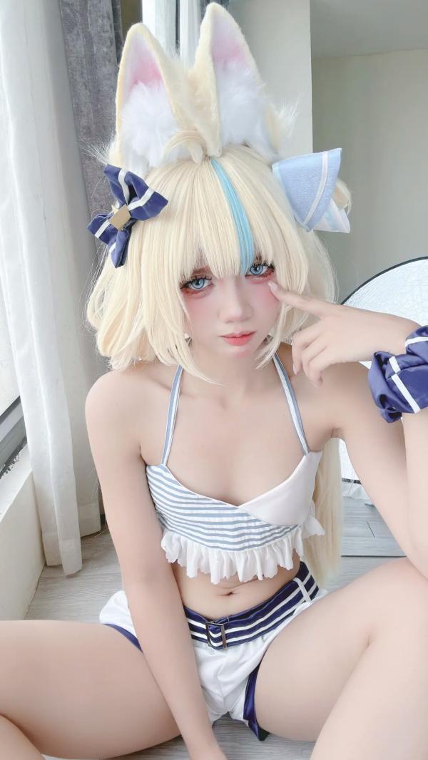    PoppaChan Sameko Saba二次元猫耳少女cosplay私房写真，清凉蓝白水手服诱惑，甜美可爱的室内唯美演绎，尽享治愈系灵动美少女风情[81P]第54张图片