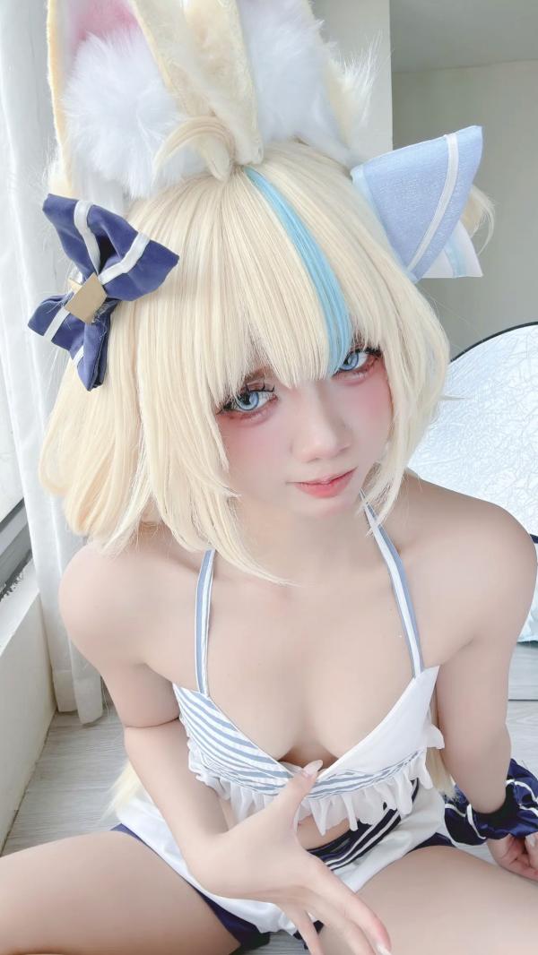    PoppaChan Sameko Saba二次元猫耳少女cosplay私房写真，清凉蓝白水手服诱惑，甜美可爱的室内唯美演绎，尽享治愈系灵动美少女风情[81P]第55张图片