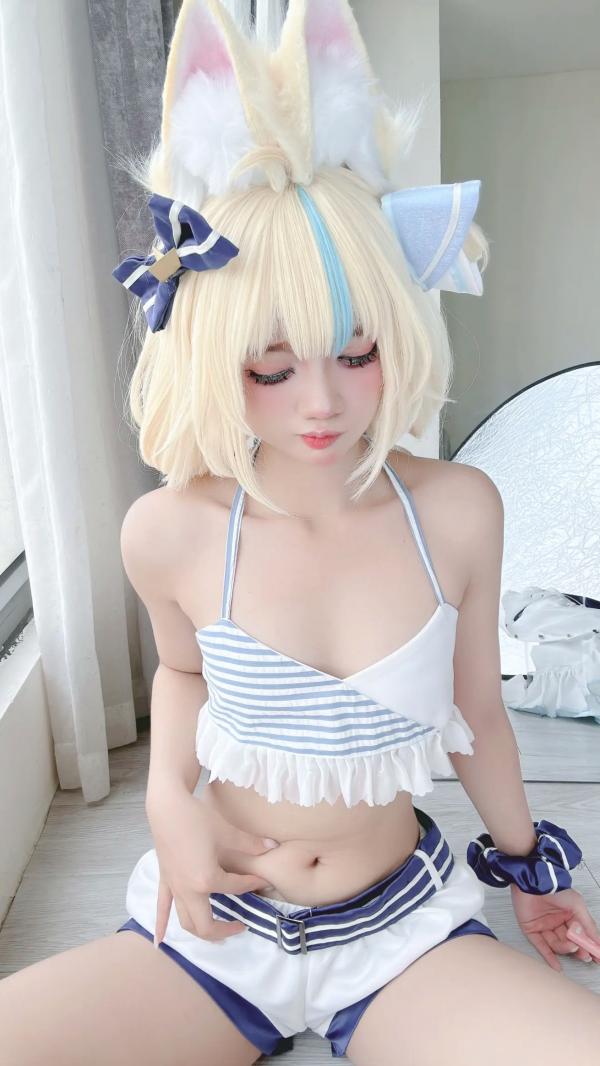    PoppaChan Sameko Saba二次元猫耳少女cosplay私房写真，清凉蓝白水手服诱惑，甜美可爱的室内唯美演绎，尽享治愈系灵动美少女风情[81P]第56张图片