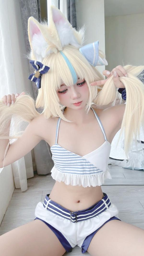    PoppaChan Sameko Saba二次元猫耳少女cosplay私房写真，清凉蓝白水手服诱惑，甜美可爱的室内唯美演绎，尽享治愈系灵动美少女风情[81P]第57张图片