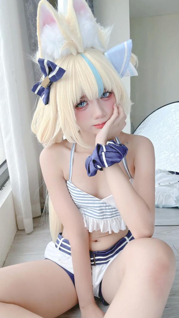    PoppaChan Sameko Saba二次元猫耳少女cosplay私房写真，清凉蓝白水手服诱惑，甜美可爱的室内唯美演绎，尽享治愈系灵动美少女风情[81P]第58张图片