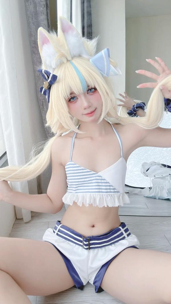    PoppaChan Sameko Saba二次元猫耳少女cosplay私房写真，清凉蓝白水手服诱惑，甜美可爱的室内唯美演绎，尽享治愈系灵动美少女风情[81P]第59张图片