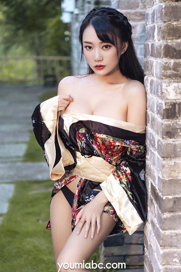    YouMi尤蜜-何嘉颖-《和风煦女》唯美日系和服私房写真，古风庭院中的温婉性感女神韵味第3张图片