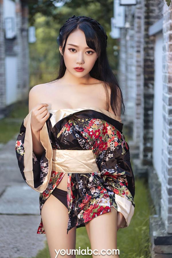    YouMi尤蜜-何嘉颖-《和风煦女》唯美日系和服私房写真，古风庭院中的温婉性感女神韵味第4张图片