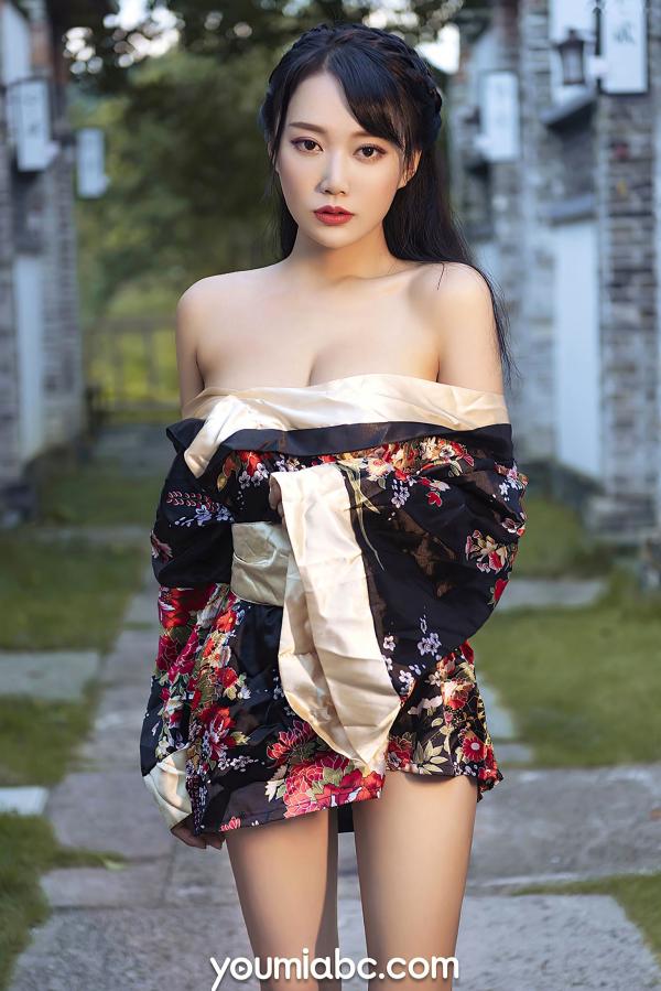    YouMi尤蜜-何嘉颖-《和风煦女》唯美日系和服私房写真，古风庭院中的温婉性感女神韵味第7张图片
