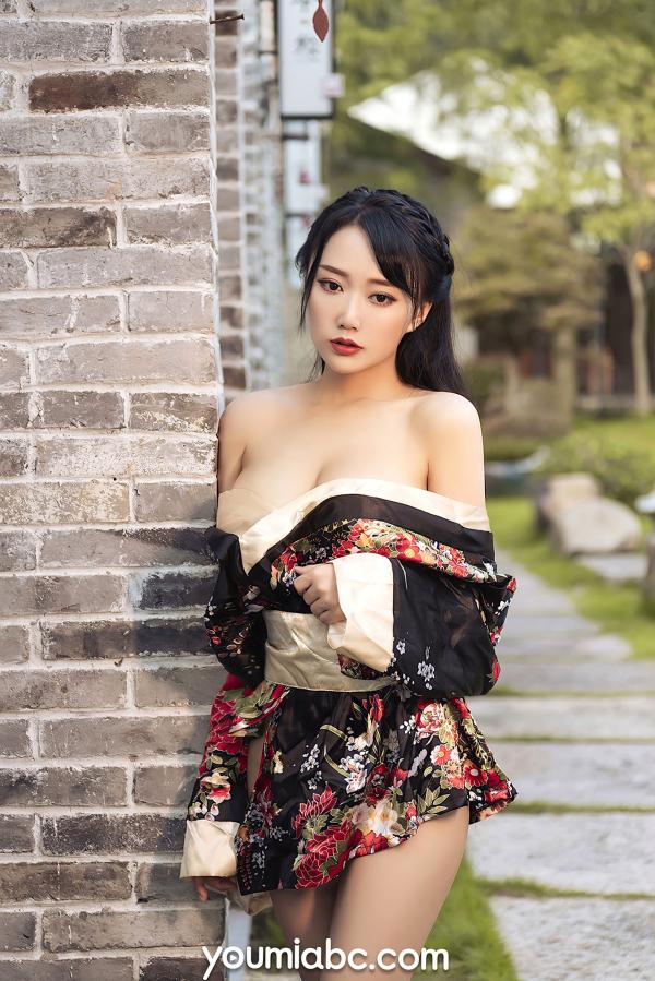    YouMi尤蜜-何嘉颖-《和风煦女》唯美日系和服私房写真，古风庭院中的温婉性感女神韵味第18张图片