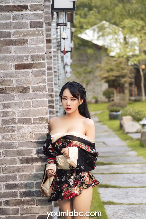    YouMi尤蜜-何嘉颖-《和风煦女》唯美日系和服私房写真，古风庭院中的温婉性感女神韵味第19张图片