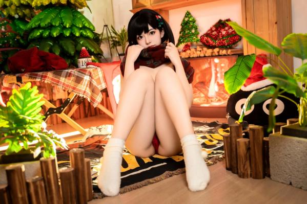    虎森森 - 圣诞快乐：节日红绿彩绘私房写真，火辣诱惑圣诞女神，性感视觉盛宴第41张图片