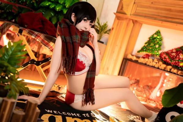    虎森森 - 圣诞快乐：节日红绿彩绘私房写真，火辣诱惑圣诞女神，性感视觉盛宴第43张图片