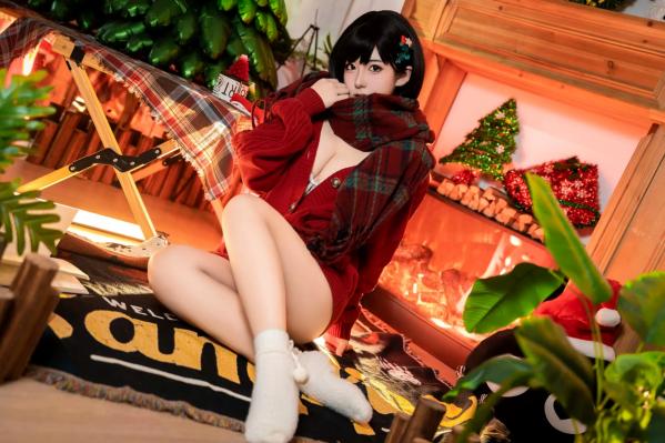    虎森森 - 圣诞快乐：节日红绿彩绘私房写真，火辣诱惑圣诞女神，性感视觉盛宴第49张图片