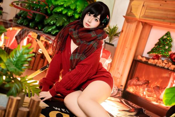    虎森森 - 圣诞快乐：节日红绿彩绘私房写真，火辣诱惑圣诞女神，性感视觉盛宴第50张图片