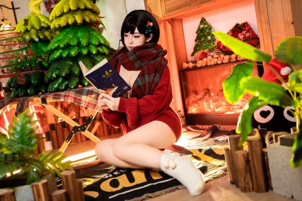    虎森森 - 圣诞快乐：节日红绿彩绘私房写真，火辣诱惑圣诞女神，性感视觉盛宴第51张图片