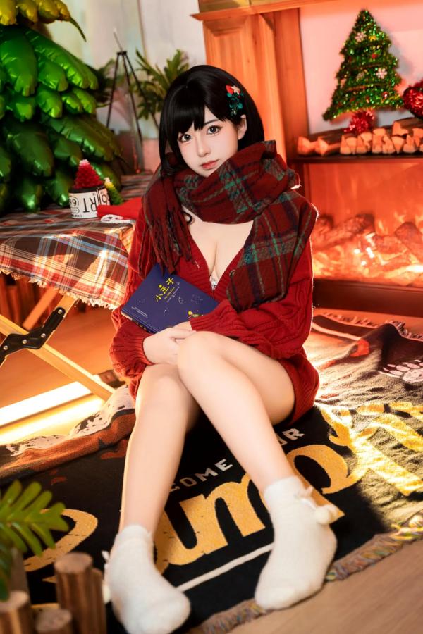    虎森森 - 圣诞快乐：节日红绿彩绘私房写真，火辣诱惑圣诞女神，性感视觉盛宴第55张图片