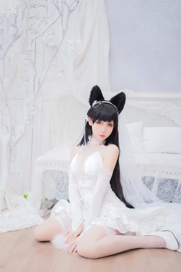    焖焖碳 - 爱宕花嫁Cosplay、白丝兽耳新娘诱惑写真 [20P]第20张图片