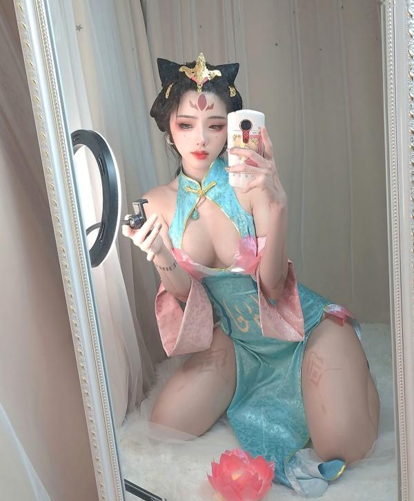    钛合金TiTi-杨玉环古风COSPLAY高叉旗袍绝美镜面私房诱惑第7张图片