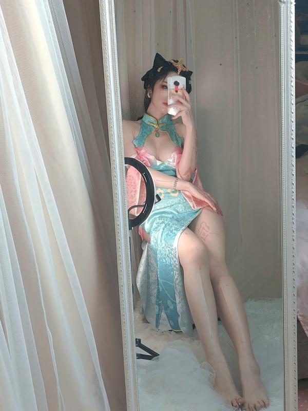   钛合金TiTi-杨玉环古风COSPLAY高叉旗袍绝美镜面私房诱惑第14张图片