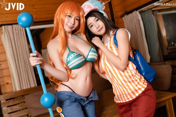    JVID-肉包Mini与黎菲儿海贼王角色扮演：航海王主题捆绑写真，娜美与乔巴的私房诱惑，极限大尺度cosPLAY福利合集第38张图片