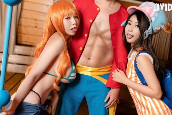    JVID-肉包Mini与黎菲儿海贼王角色扮演：航海王主题捆绑写真，娜美与乔巴的私房诱惑，极限大尺度cosPLAY福利合集第41张图片