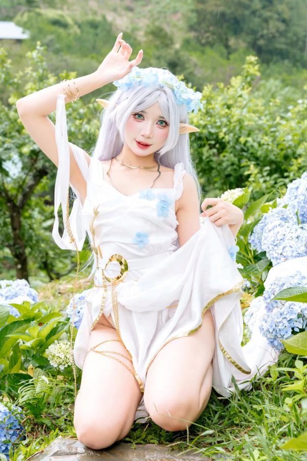    PoppaChan - 葬送的芙莉莲Cosplay，花海森系梦幻精灵，绝美白嫩私房艺术照 [38P]第3张图片