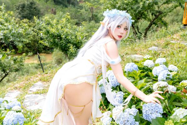    PoppaChan - 葬送的芙莉莲Cosplay，花海森系梦幻精灵，绝美白嫩私房艺术照 [38P]第5张图片