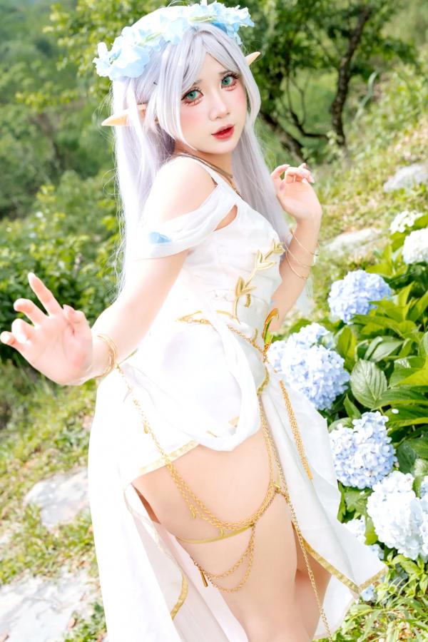    PoppaChan - 葬送的芙莉莲Cosplay，花海森系梦幻精灵，绝美白嫩私房艺术照 [38P]第6张图片