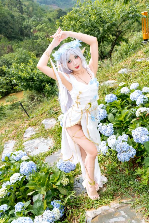    PoppaChan - 葬送的芙莉莲Cosplay，花海森系梦幻精灵，绝美白嫩私房艺术照 [38P]第7张图片