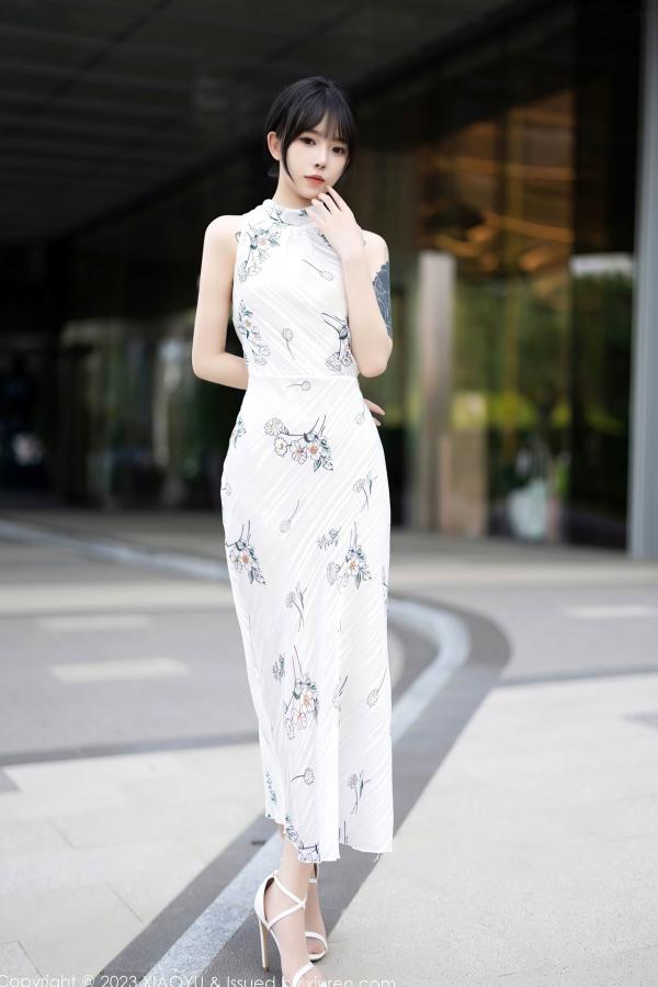    XiaoYu语画界-1118-奶瓶-清纯白色旗袍与黑色小喵情趣内衣角色扮演私房照-黑丝美腿纹身性感写真第3张图片