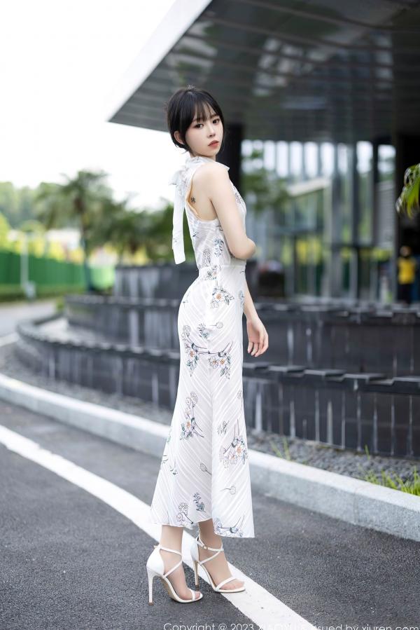    XiaoYu语画界-1118-奶瓶-清纯白色旗袍与黑色小喵情趣内衣角色扮演私房照-黑丝美腿纹身性感写真第4张图片