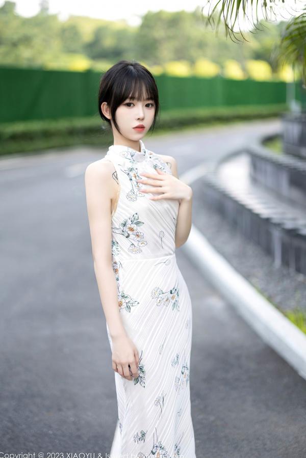   XiaoYu语画界-1118-奶瓶-清纯白色旗袍与黑色小喵情趣内衣角色扮演私房照-黑丝美腿纹身性感写真第5张图片