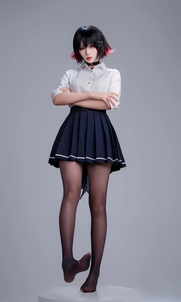    轩萧学姐 鲨鱼妹JK制服cos写真 绝美红瞳黑丝美腿[100P]第68张图片
