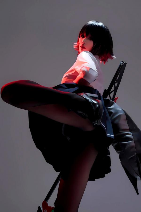    轩萧学姐 鲨鱼妹JK制服cos写真 绝美红瞳黑丝美腿[100P]第83张图片