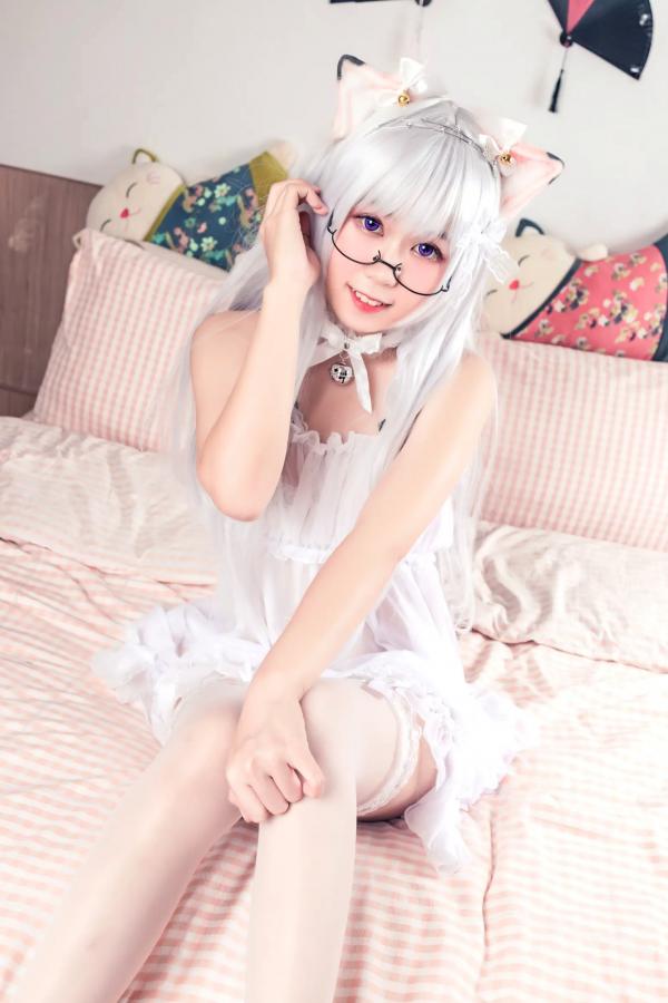    流年不停_w 猫少女的秘密 二次元Cosplay私房写真 纯白蕾丝角色扮演[45P]第1张图片