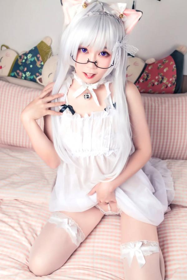    流年不停_w 猫少女的秘密 二次元Cosplay私房写真 纯白蕾丝角色扮演[45P]第6张图片