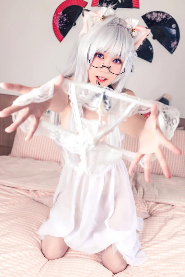    流年不停_w 猫少女的秘密 二次元Cosplay私房写真 纯白蕾丝角色扮演[45P]第21张图片