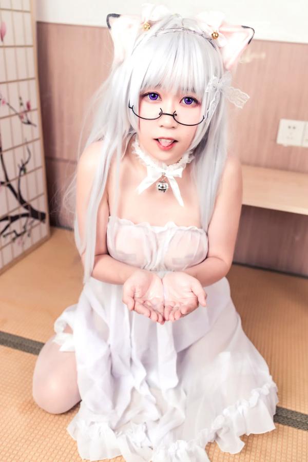    流年不停_w 猫少女的秘密 二次元Cosplay私房写真 纯白蕾丝角色扮演[45P]第42张图片