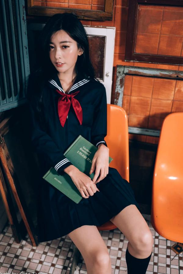    简喧 - 日系海军风学生制服迷人写真，清纯校服美少女的治愈系校园时光 [74P]第32张图片