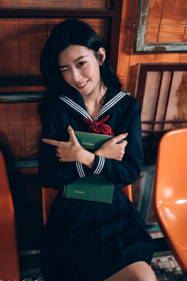    简喧 - 日系海军风学生制服迷人写真，清纯校服美少女的治愈系校园时光 [74P]第51张图片
