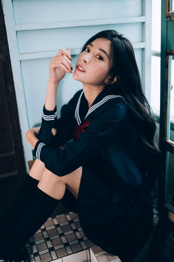    简喧 - 日系海军风学生制服迷人写真，清纯校服美少女的治愈系校园时光 [74P]第53张图片