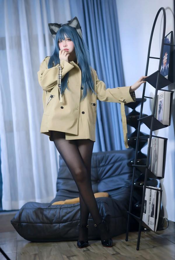    疯猫ss - 猫耳绑带束缚，冷艳蓝发Cosplay潮流私房，大尺度黑丝美腿诱惑写真第31张图片