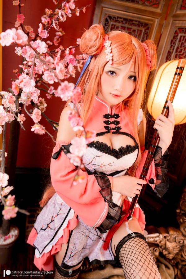    Fantasy-Factory小丁Ding古风角色扮演，性感旗袍搭配渔网袜，娇媚诱惑古韵私房写真第8张图片