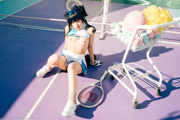    韩国美女SonSon Cosplay舰队收藏响Hibiki，网球场运动风制服诱惑，元气少女的清纯与野性碰撞，顶级视觉盛宴第30张图片