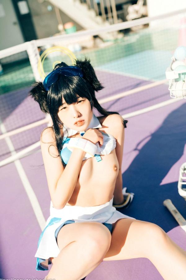    韩国美女SonSon Cosplay舰队收藏响Hibiki，网球场运动风制服诱惑，元气少女的清纯与野性碰撞，顶级视觉盛宴第31张图片